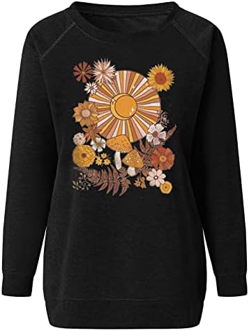 Ženske vintage grafički duksevi Zlatni suncobran mjesec pada uznemireno podvlačenje pulover bluza Crewneck Junior majice Vrh