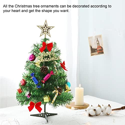 19.6inch umjetno božićno drvce sa višebojnim LED svjetlima i visećim ukrasima, mini božićno drvce,