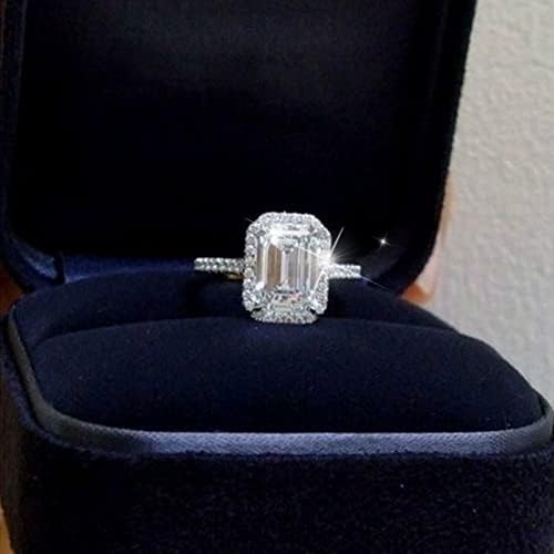 Trakasti prsten prstenasti prstenovi za žene kvadratni srebrni vještački dijamant kubni cirkonij Svadbeni kvadratni vještački dijamant