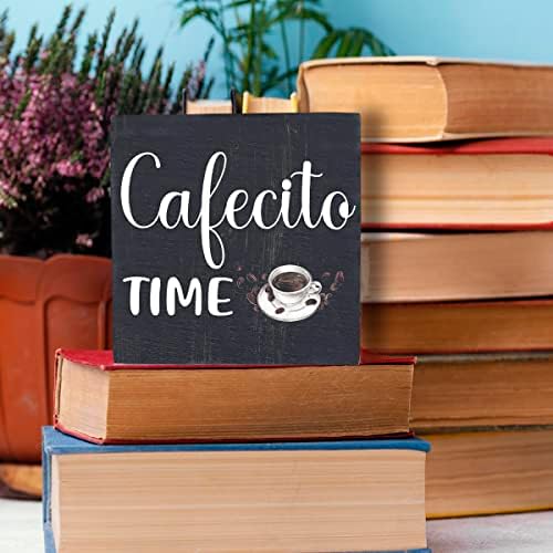 Cafecito vremenski znak desk Decor Drvena kutija znak smiješni pokloni za kafu ljubitelji kafe poklon