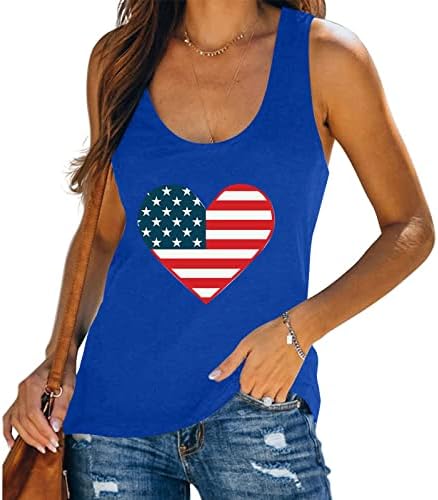 Ženske američke zastave Tank za srce Torbica 4. jula Patriotska majica Slatke grafičke tiskane teže Sjedinjene Američke Države