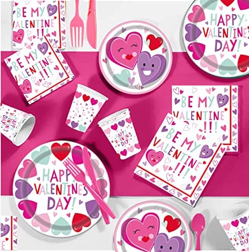 PAMMYAN Valentines Day Heart tabela za djecu, 25 Set jednokratni set posuđa - papirni tanjiri