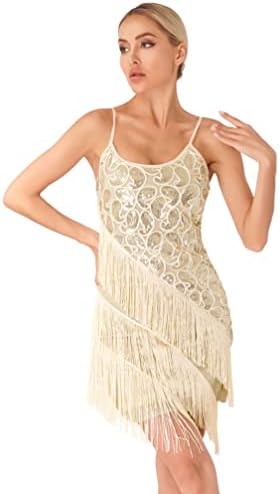 Iiniim Ženske iskra Sparkly Weflins Haljina latino dvorana Tango Tassels Fringe suknja 1920S plesni kostim