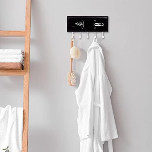 Smiješni kostur Crni držač za ključeve za zid sa organizatorom pošte,samoljepljivi stalak za ključeve sa 5 kukica, dekorativni kućni dekor za ulazna kuhinjska vrata u kupaonici