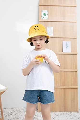 Deca Smiley Face Corduroy kašika Hat Toddler Sun Hat Šetnja zaštita od sunca Širok podrum na otvorenom Play Podesiva kapa za 3-10y