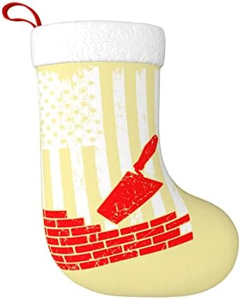CutedWarf zidarska zidarska profesija USA zastava Božićne čarape Xmas Holiday ukras kamin Viseći čarapa 18 inča čarape