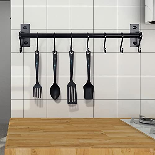 Dseap stalak za lonce-viseća rack šina za lonce i tave sa 8 kukica, vješalice za lonce za kuhinju, zidna, Crna,