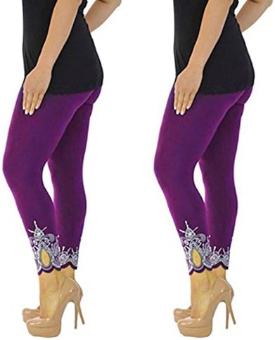 Čipke gamaše za žene plus veličine visokog struka kapri obrezirane tajice strije čipke obloge mekanih tajica joga hlače
