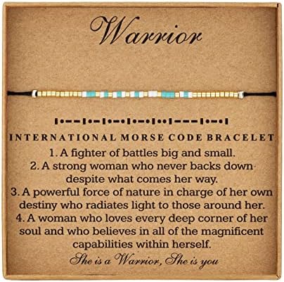 RareLove Warrior Morzeova Azbuka narukvica snaga Borca Tajna poruka Survivor nakit poklon za nju, vodootporni ohrabrujući poklon,poklon snage