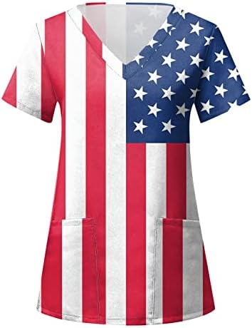 Stripe Tee Dan nezavisnosti za žene svakodnevno štampaju ljetne majice za ženske V vrat Tank Tops American Wide Stripe