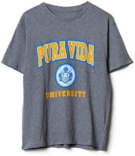 Pura Vida ženska majica za zaštitu od PV-a - kratkih rukava, preveliki tee - vintage siva