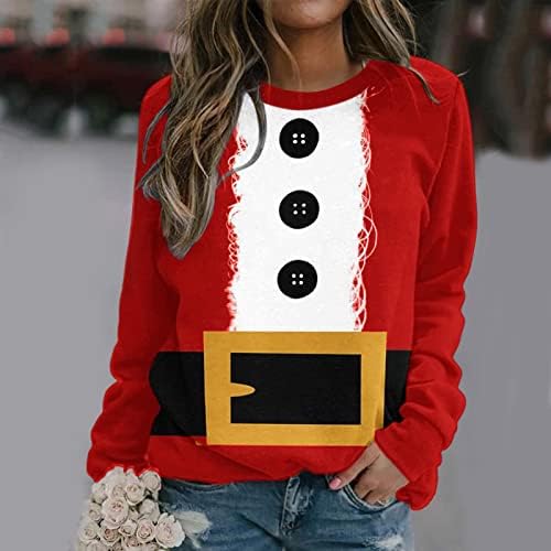 Duks za žene Grafički božićni print Pulover dugih rukava majica TUNIC TOPS za gamaše teen odjeću