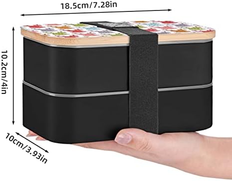 Allgobee Veliki bento kutija-glava-silhouettes-plaid kutija za ručak sa setom za jelo 40oz japanska bento