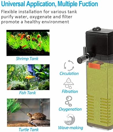 Duedusto unutrašnji Filter za akvarijum sa dvostepenom filtracijom, Ultra tihi Filter malog akvarijuma sa podesivim protokom, dva izlaza opciono, za Turtle, Betta, ciklide, 5-20 galona, 79 GPH, 4W