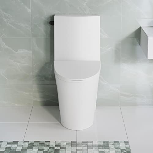 Swiss Madison St. Tropez Jednodijelni izduženi WC side Flush 1.28 gpf sa crnim hardverom, sjajno bijeli