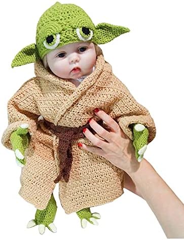 Fenbo Baby Yoda kostim za dojenčad 5 kom ručno pleteni Yoda Set kostima za 0-6 mjeseci novorođene odjeće za fotografije zeleni, mali