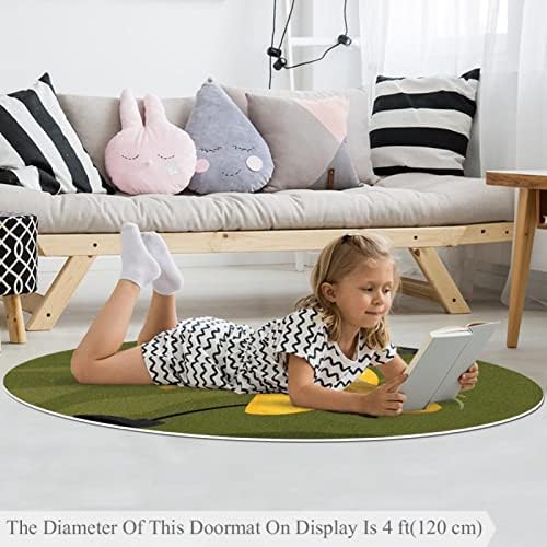 LLNSUPPLY 4 Ft okrugli tepih sa niskim hrpom, Crtić Banana plava beba koja puzi podne prostirke za igru Igrajte pokrivač za dojenčad dijete za djecu tepih Playmat activity Rug