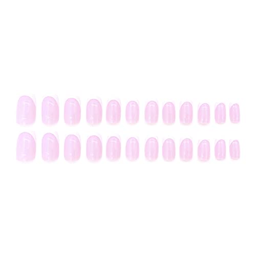 Pink Francuski Tip Press na noktima kratki kvadratni lažni nokti sjajni akrilni nokti puni poklopac