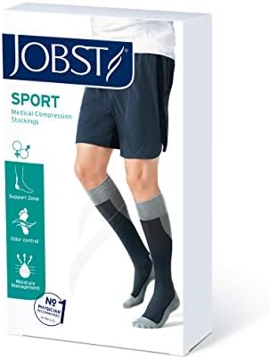 Jobst Sportske koljena Visoka 15-20 mmhg Čarape za kompresiju, crna / hladna crna, velika