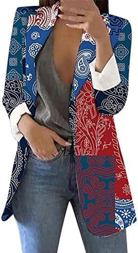 Jesen Ženska štampana kardigan Formalna jakna za odijelo LEGHLE LEALES LEGAVE GRAPIČNI ODRŽAVANO POSLOVNI KANCELARIJSKI JAKNA KAOUŠA