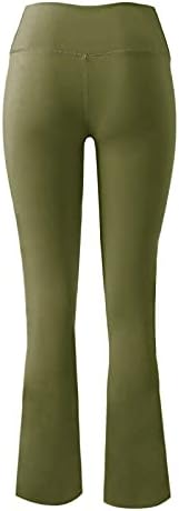 Žene Casual Hlače visoki struk V-Cross Slim Fit Flare Hlače Elegantne obične ljetne zvonike Donje hlače udobne joge hlače zelena