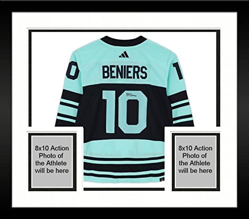 Uokvirena Matty Beniers Seattle Kraken Autographing 2022-23 Reverse Retro Adidas Autentični dres - autogramirani NHL dresovi