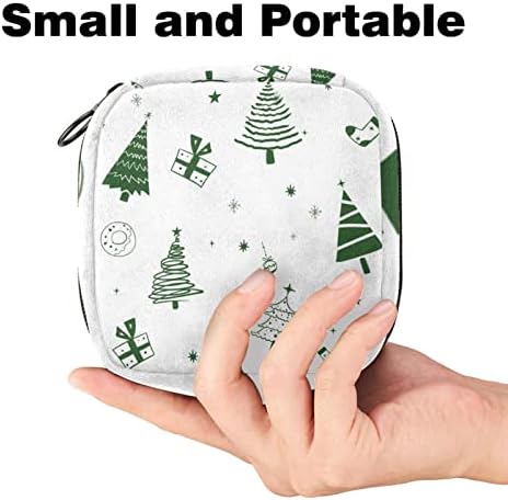 Oryuekan Period Torba, torba za skladištenje sanitarne ubrus, ženska torba sanitarne ploče za djevojčice Žene dame, božićno drvce crtani zeleni snježni pahuljica