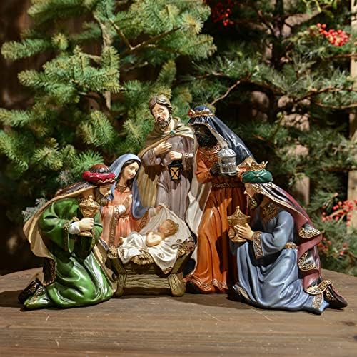 Braxio Božićni set rođenja kolekcionarske figurice - Svete porodične stolne scene zatvoreni jaslice Kućni dekor