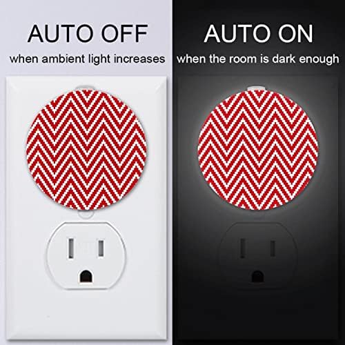 2 paket Plug-in Nightlight LED noćno svjetlo sa senzorom sumrak-to-Dawn za dečiju sobu, dečiju sobu, kuhinju, hodnik crveno & amp; Bela Triangle Stripe pletivo