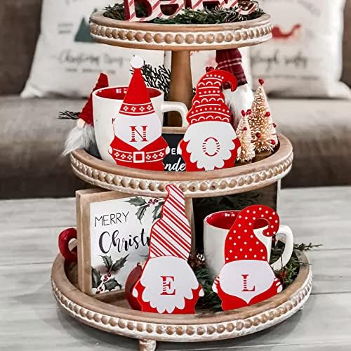 YEAHOME Gnome Božićni ukrasi, Noel drveni blokovi Božićni dekor stola, 4kom rustikalni Božićni Patuljci