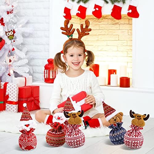 Božićne torbe za lutke s crtežom za višekratnu božićnu pletenu lutku poklon torbe Burlap Santa pokloni