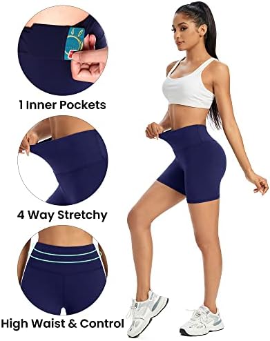 Promicanje visokih struka Biker joga kratke hlače za žene s džepovima vježbanje trkačkih kratkih hlača 5 / 8 Trnična kontrola