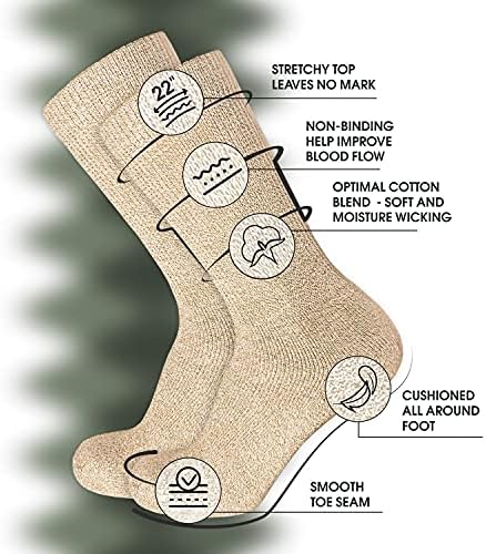3 para premium pamučne dijabetičke čarape s nevezanim vrhom, ekstra mekoj čarapa, Marled Heather