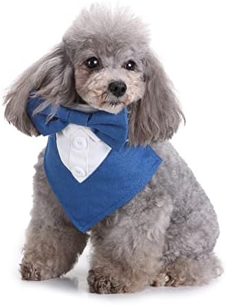 Formalni pas Tuxedo Bandana Dog vjenčani ovratnik s bowtie, podesiv kućni ljubimac Denim kravate za poklon