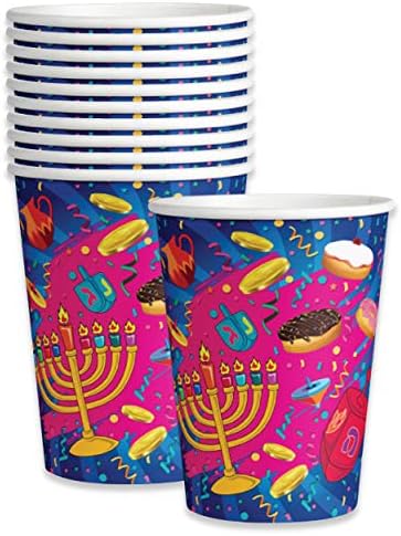 Hanukkah Set papirne robe-Mega pakovanje-služi 8 tanjira , šoljica, salveta i stolnjaka