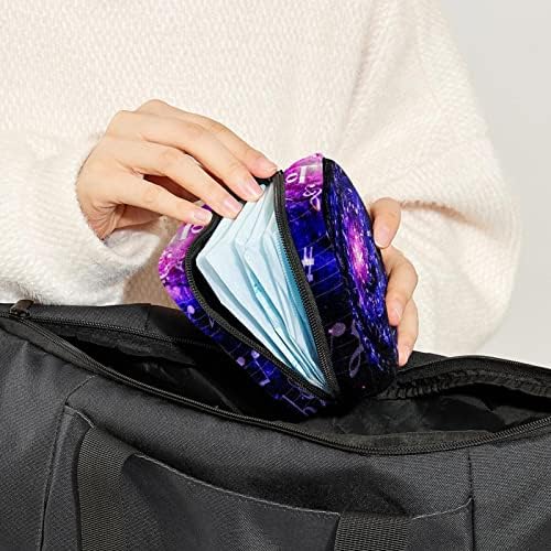Torba za odlaganje higijenskih uložaka, prenosiva torbica za odlaganje higijenskih uložaka višekratna torbica za menstrualne čašice sa patentnim zatvaračem ženska torba za proizvode za djevojčice, žene, dame, muzičke note Universe Whirlpool Galaxy