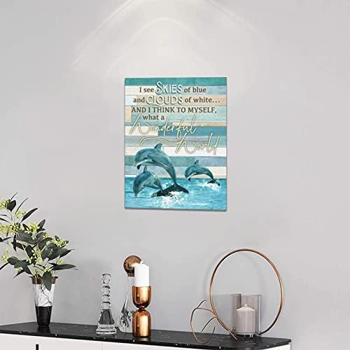 Dolphin Decor Wall Art Nautical kupaonica dekor okean tematske Dolphin slike zidni dekor Inspirativni citati platno Print Artwork dekoracija Doma za kupatilo dnevni boravak spavaća soba ured uokviren 12x16