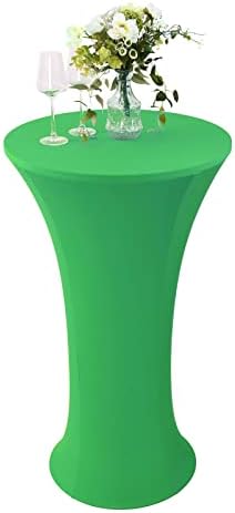 Jeloris 2 kom 32x43 inčni zeleni okrugli koktel pokrivač koji se proteže elastični spandex stolnjak opremljen za zabavu, vjenčanje, banket i bar
