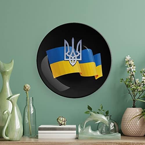 Ukrajinska zastava tiskana kostna Kina Dekorativna ploča okrugla ploča zanat sa zaslonom za