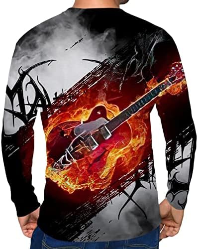 Muška majica s dugim rukavima Hip Hop gitara Grafički print Slim-Fit Crewneck Casual Tops Jeseni pulover Tie Dye majice