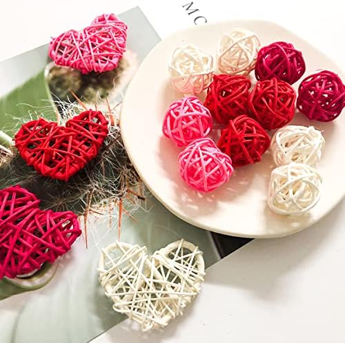 40 komada prirodni pleteni kuglice u obliku srca u obliku srčanih kuglica zanata vaza zaljubljena za Valentinovo