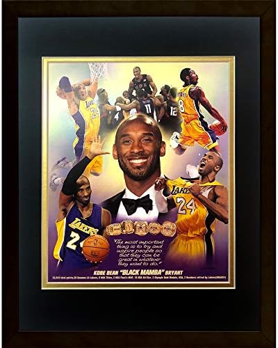 Kobe Bryant Crna Mamba LA Lakers košarkaški kolaž memorabilija Wishum Gregory uokvireni Poster za košarkaški Print po mjeri napravljen od pravog drveta klasični crni okvir