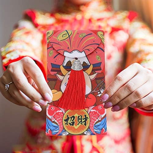 Kesyoo džepni novčanik 2021 kineska Nova Godina crvene koverte sa resicama koverta za kinesku godinu vola Hong Bao Lucky Money crveni paket za zalihe Proljetnog festivala Crvene torbice