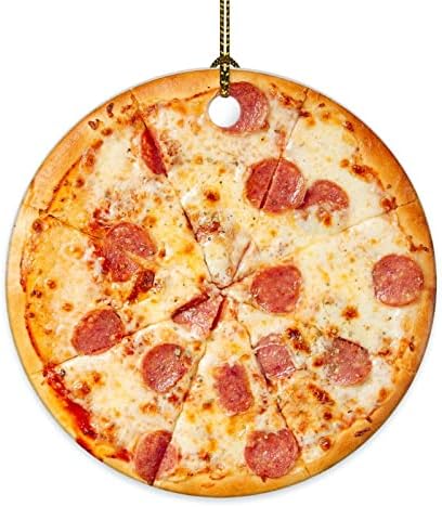 Cheesy Pizza Pie ukrasi 2021 Pizza sa feferonima ukrasi za jelku ukrasi 3 Funny Xmas Keramika ukrasi realistična uspomena na hranu za ljubitelje hrane najbolje za prijatelje