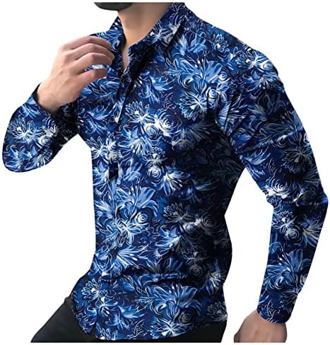 Polo majica za muškarce, muške majice dugi rukavi Vintage štampani dugme down Collar Casual Basic Sport tee Shirts bluza Tops