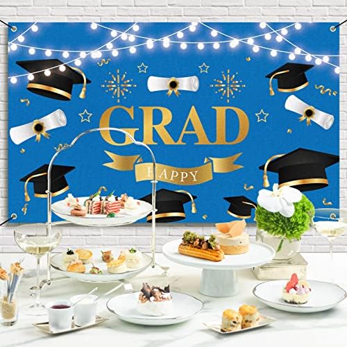 Baner pozadina za diplomske zabave 2023, 71x43 Srednja škola i Fakultet plavo-zlatne čestitke