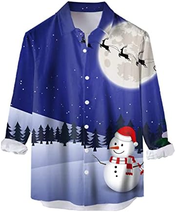Wocachi muške božićne majice kratki rukav Funky tipku s majicama Party Aloha košulje Santa Ispis Havajska majica