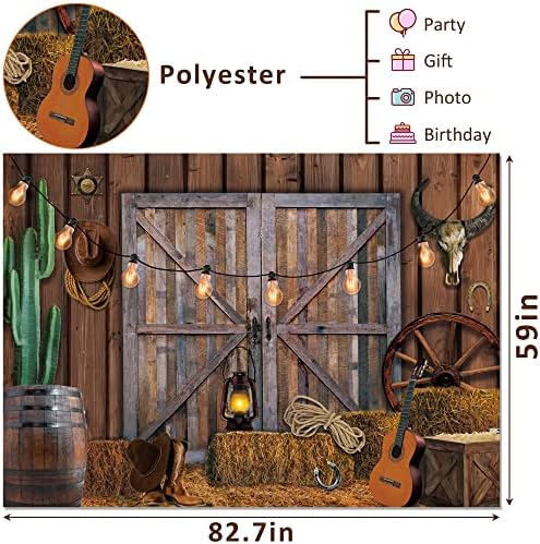 7 x 5 FT Western Cowboy Backdrop, Western Party Dekoracije zalihe Wild West Decor Rustikalna drvena