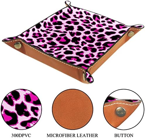 Kožna posuda za prodaju, kockica preklopna držač za kvadrat, obrub Organizator ploča za promjenu kovanice, ružičasti leopard Ispis Moderna moda