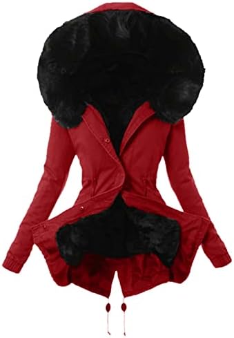 Zimski kaput za žene topli kaput s kapuljačom obložen plahom Parkas Overcoat Faux Fur Hood Fuzzy Sherpa Outwear